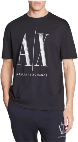 Armani Exchange Men's Comfort Fit Metallic Icon Logo Tee