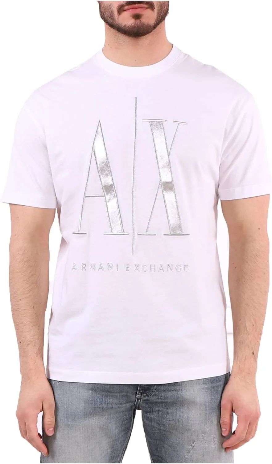 Armani Exchange Men's Comfort Fit Metallic Icon Logo Tee