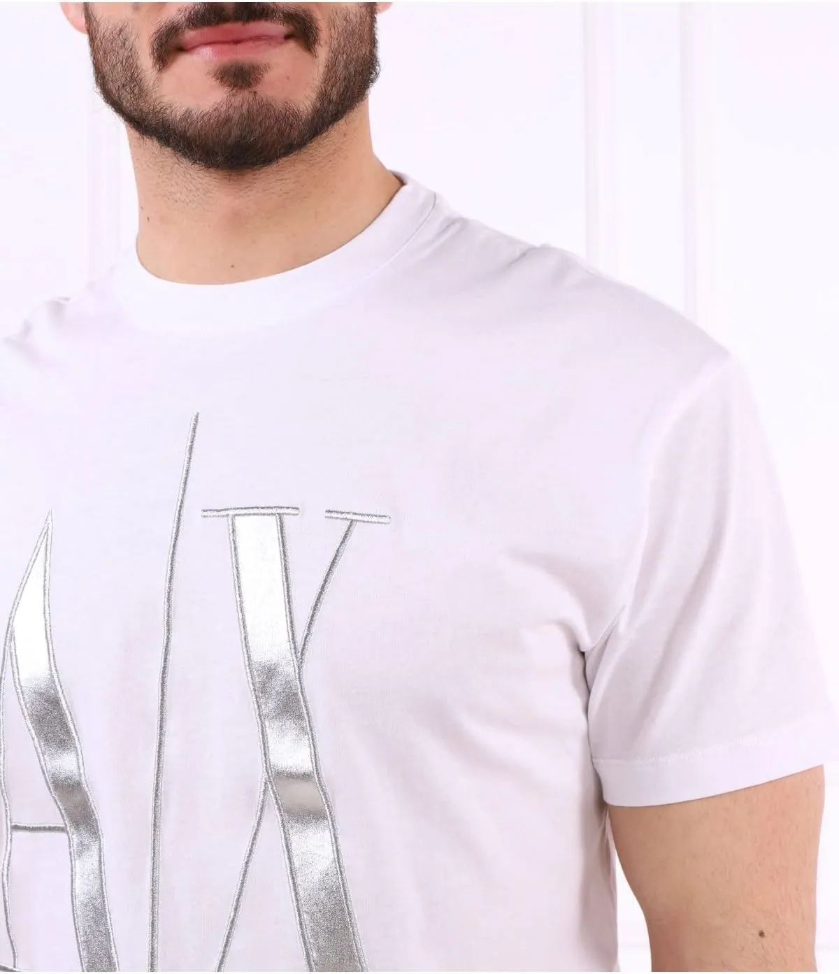 Armani Exchange Men's Comfort Fit Metallic Icon Logo Tee
