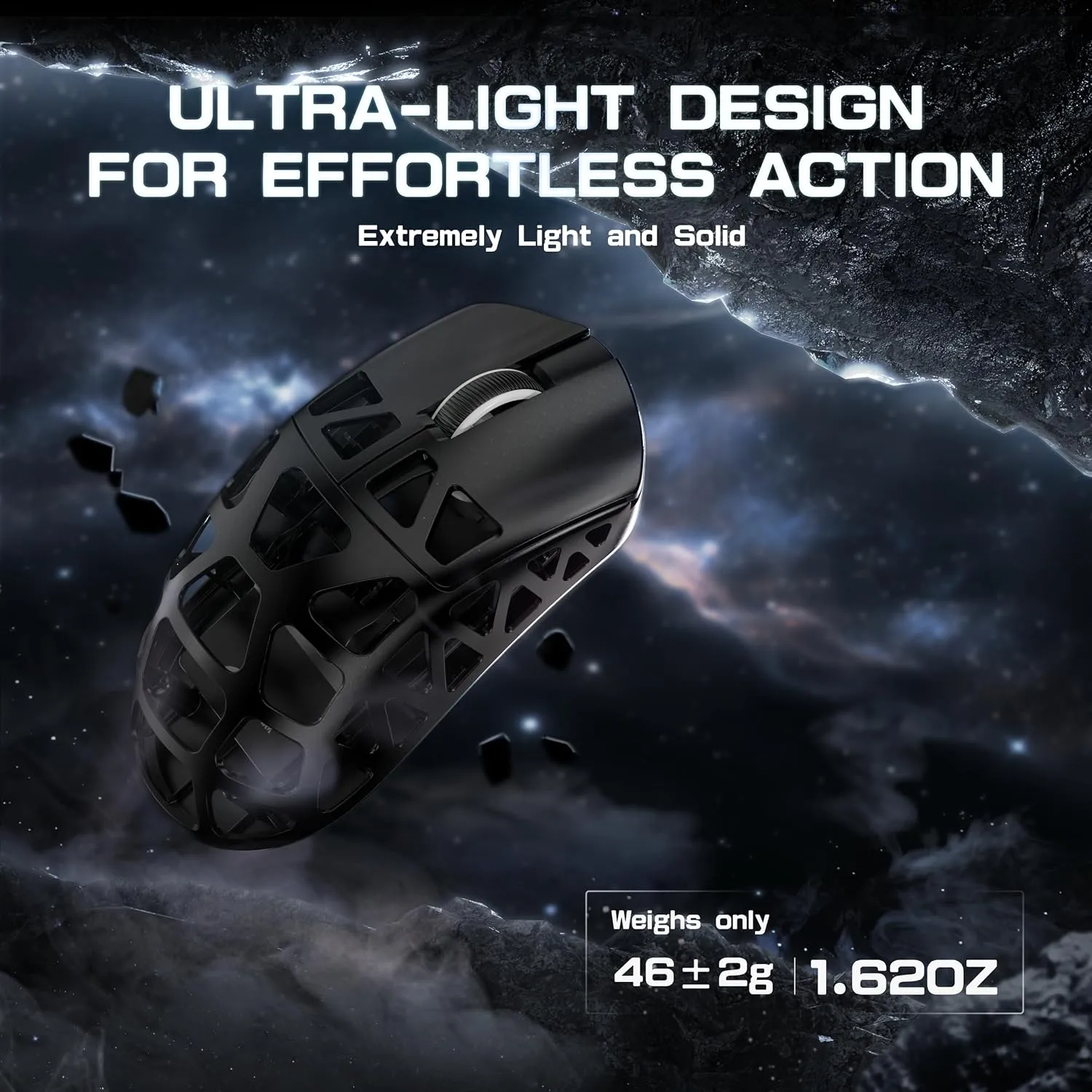 FELICON x Attack Shark R3 Wireless Gaming Mouse,PAW3395 26K DPI 8KHz Polling Rate,Magnesium Alloy 46g Ultralight,Programmable Tri-Mode BT/2.4G/Wired Computer Mice with Coiled Cable-Black