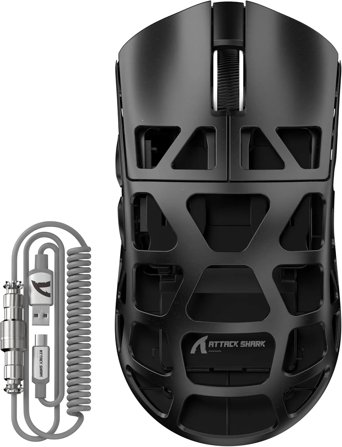 FELICON x Attack Shark R3 Wireless Gaming Mouse,PAW3395 26K DPI 8KHz Polling Rate,Magnesium Alloy 46g Ultralight,Programmable Tri-Mode BT/2.4G/Wired Computer Mice with Coiled Cable-Black