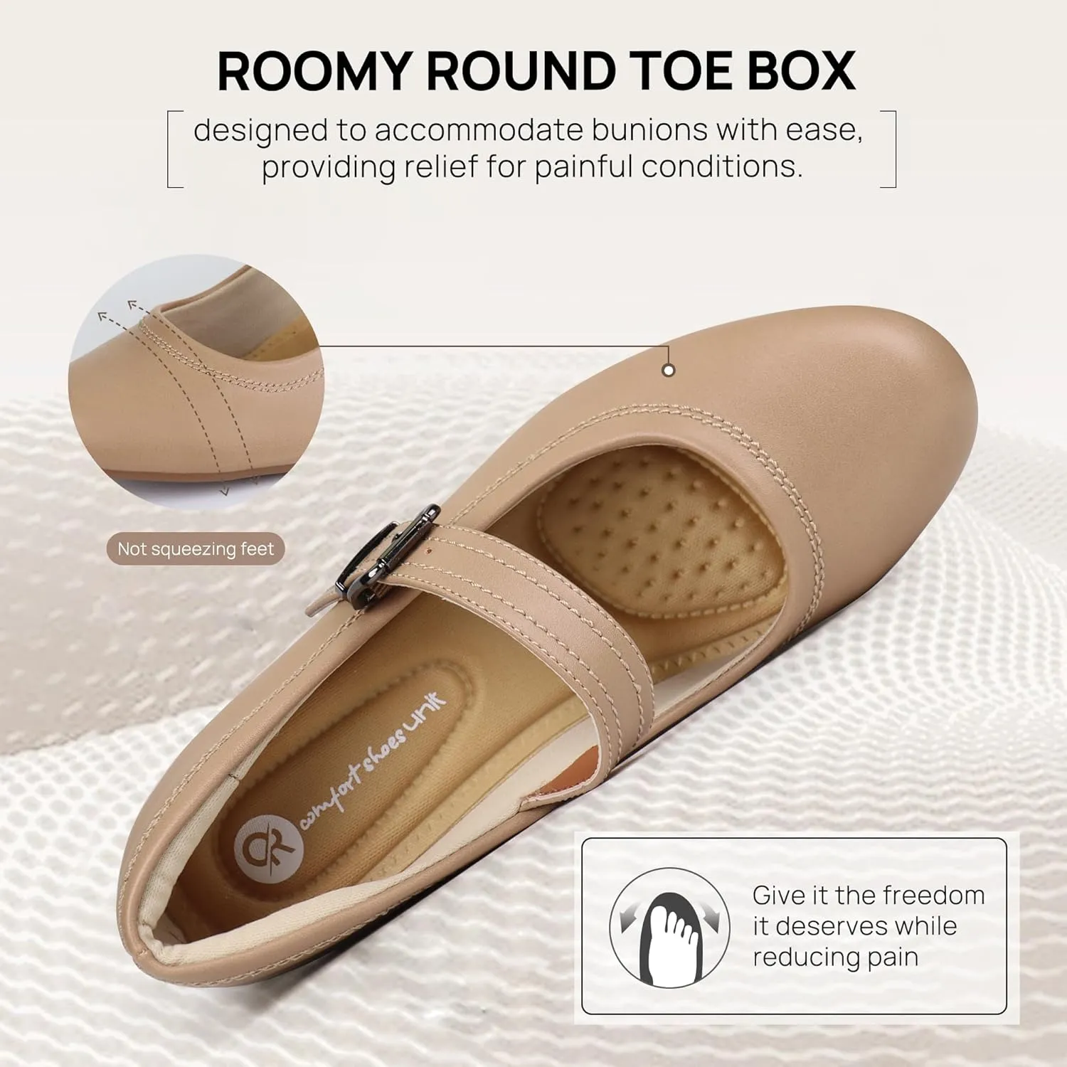 Ortho rest Women Mary Janes Shoes for Bunions Orthopedic Dress Shoes Low Chunky Heels Work Pumps
