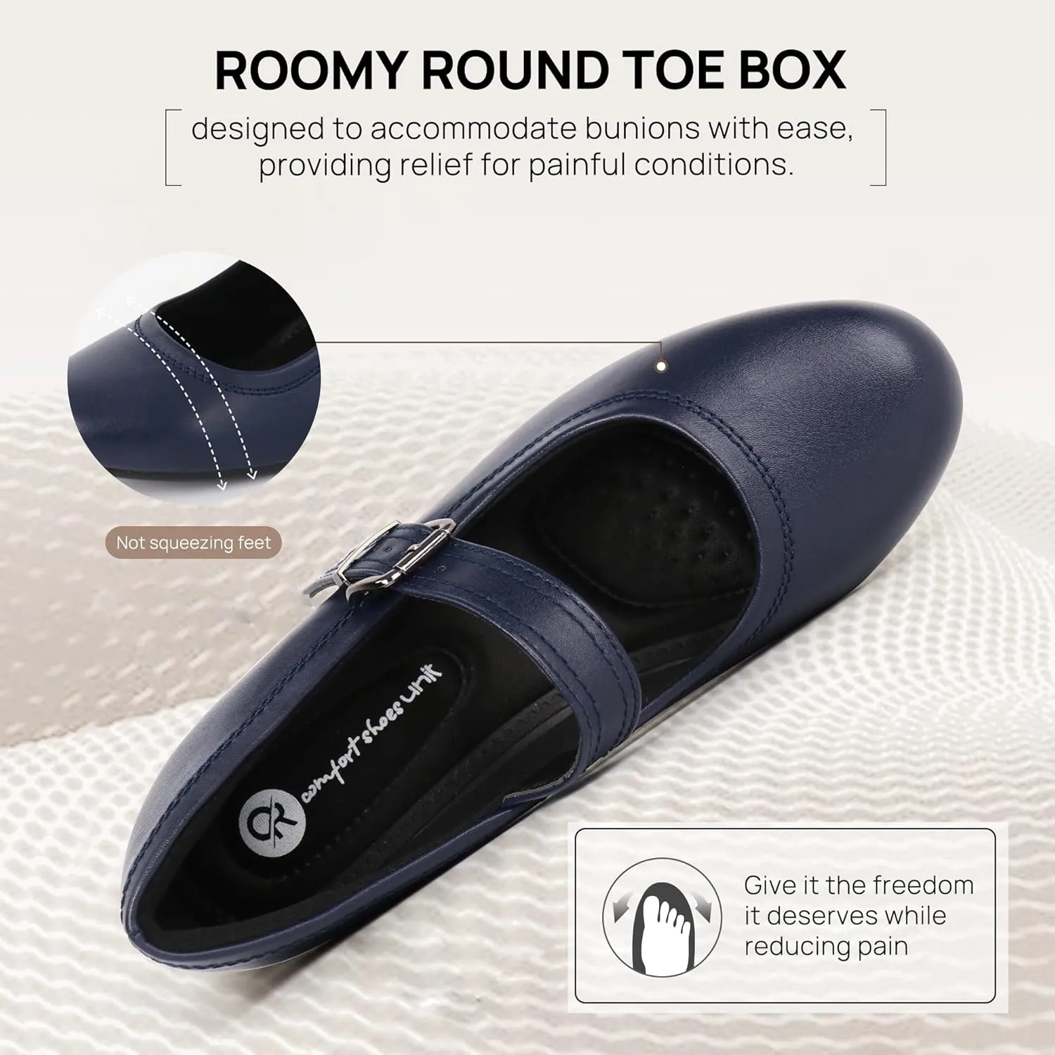 Ortho rest Women Mary Janes Shoes for Bunions Orthopedic Dress Shoes Low Chunky Heels Work Pumps