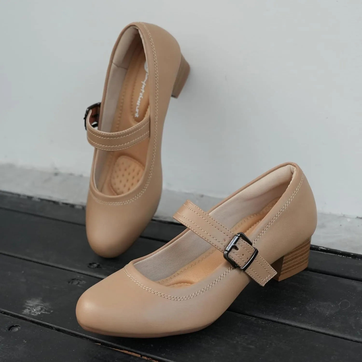 Ortho rest Women Mary Janes Shoes for Bunions Orthopedic Dress Shoes Low Chunky Heels Work Pumps