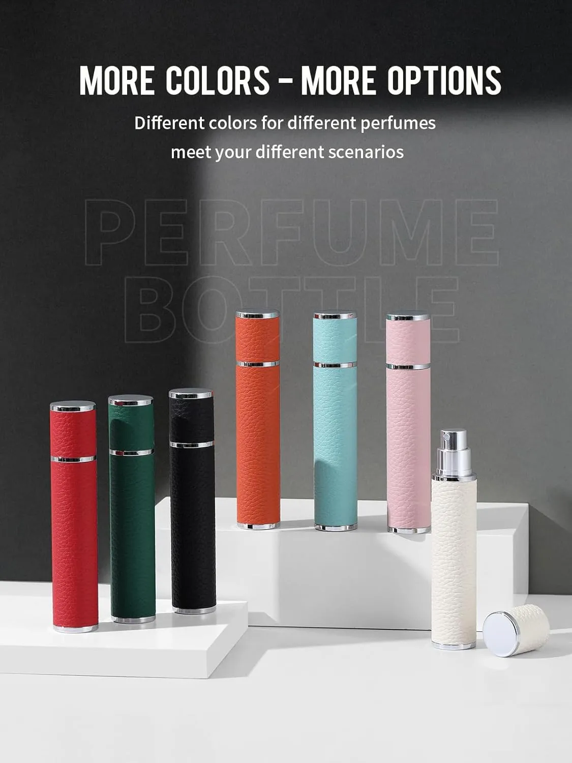 Perfume Travel Refillable Bottle, 10ML Genuine Leather Atomizer Sprayer for Perfume - Portable Mini Cologne Sprayer for Woman Man - Travel Essential Fragrance Spray Bottle (Black)