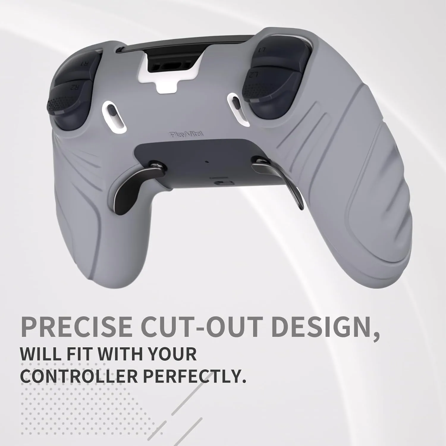 PlayVital Guardian Edition Anti-Slip Ergonomic Silicone Cover Case for ps5 Edge Controller, Soft Rubber Protector Skin for ps5 Edge Wireless Controller with Thumb Grip Caps - Metallic Gray