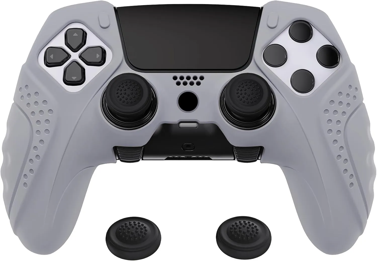PlayVital Guardian Edition Anti-Slip Ergonomic Silicone Cover Case for ps5 Edge Controller, Soft Rubber Protector Skin for ps5 Edge Wireless Controller with Thumb Grip Caps - Metallic Gray
