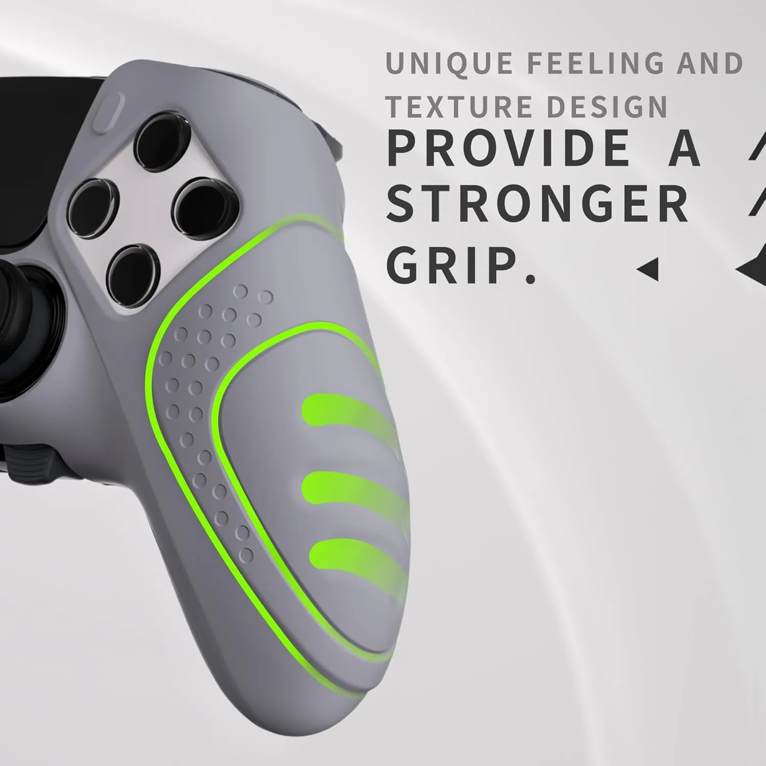 PlayVital Guardian Edition Anti-Slip Ergonomic Silicone Cover Case for ps5 Edge Controller, Soft Rubber Protector Skin for ps5 Edge Wireless Controller with Thumb Grip Caps - Metallic Gray