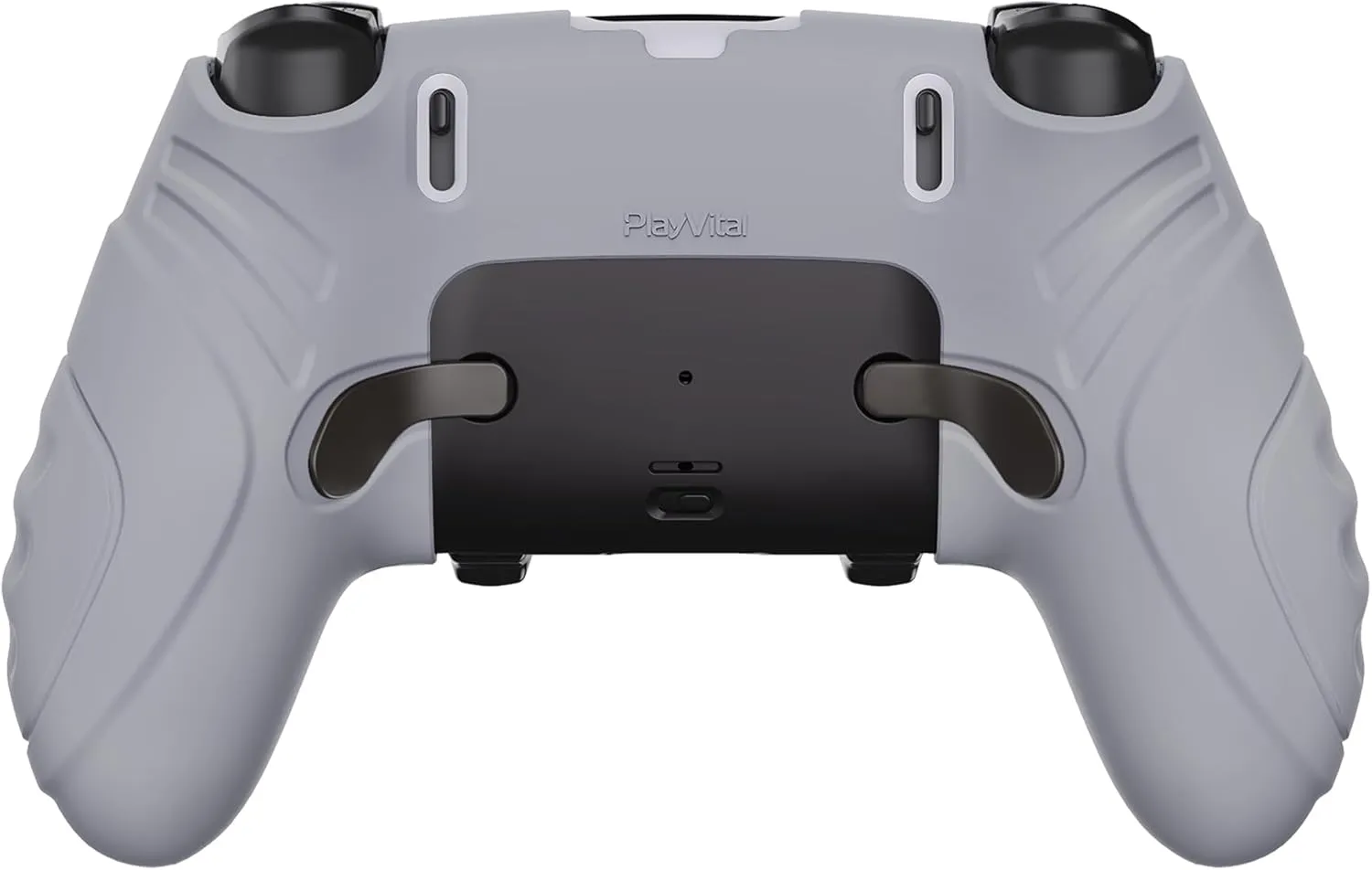 PlayVital Guardian Edition Anti-Slip Ergonomic Silicone Cover Case for ps5 Edge Controller, Soft Rubber Protector Skin for ps5 Edge Wireless Controller with Thumb Grip Caps - Metallic Gray