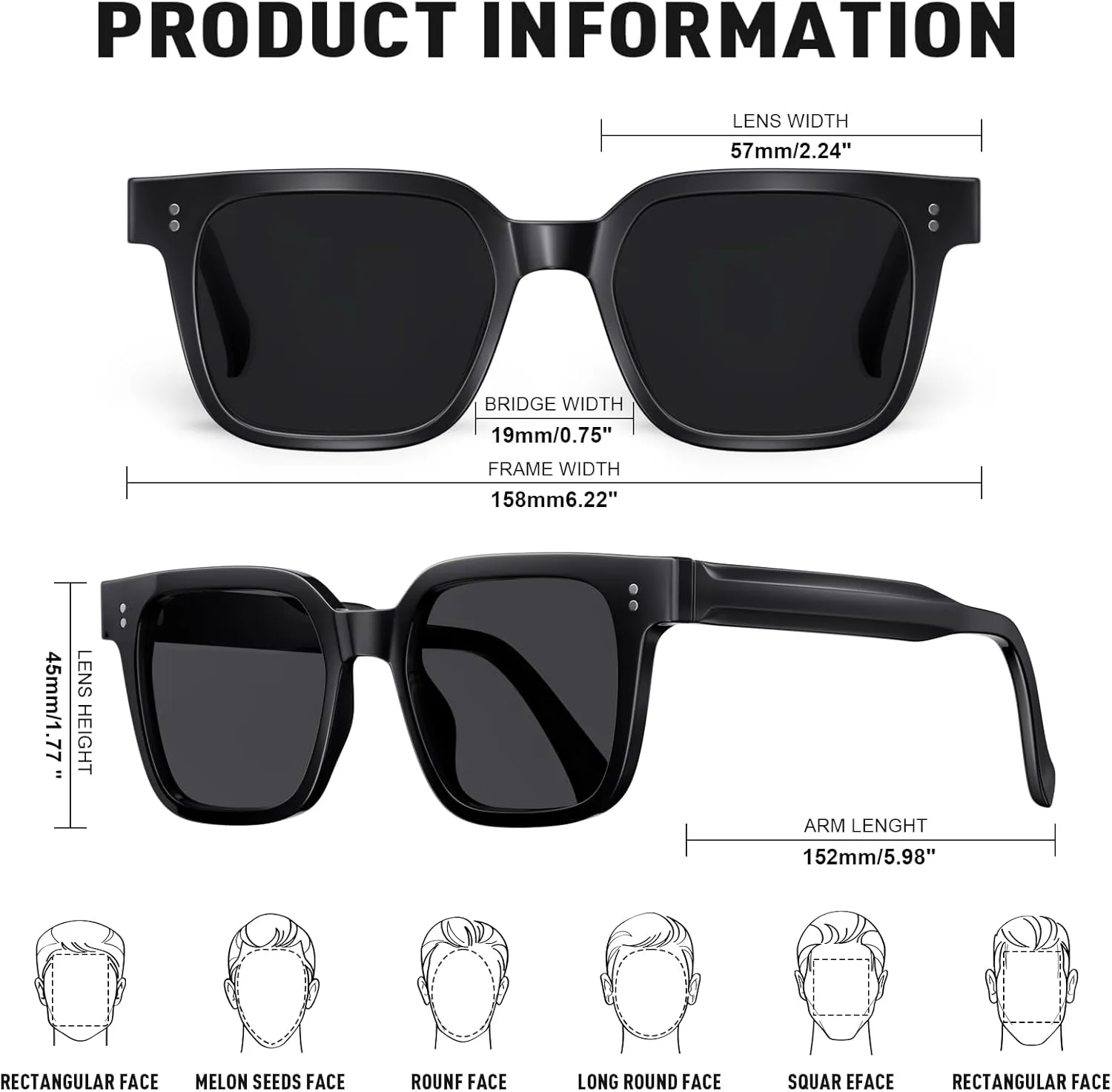 Premium 158MM Large Polarized Sunglasses for Men Women, 2 Pack XXL TR Frame Trendy Sun Glasses Outdoor with UV400