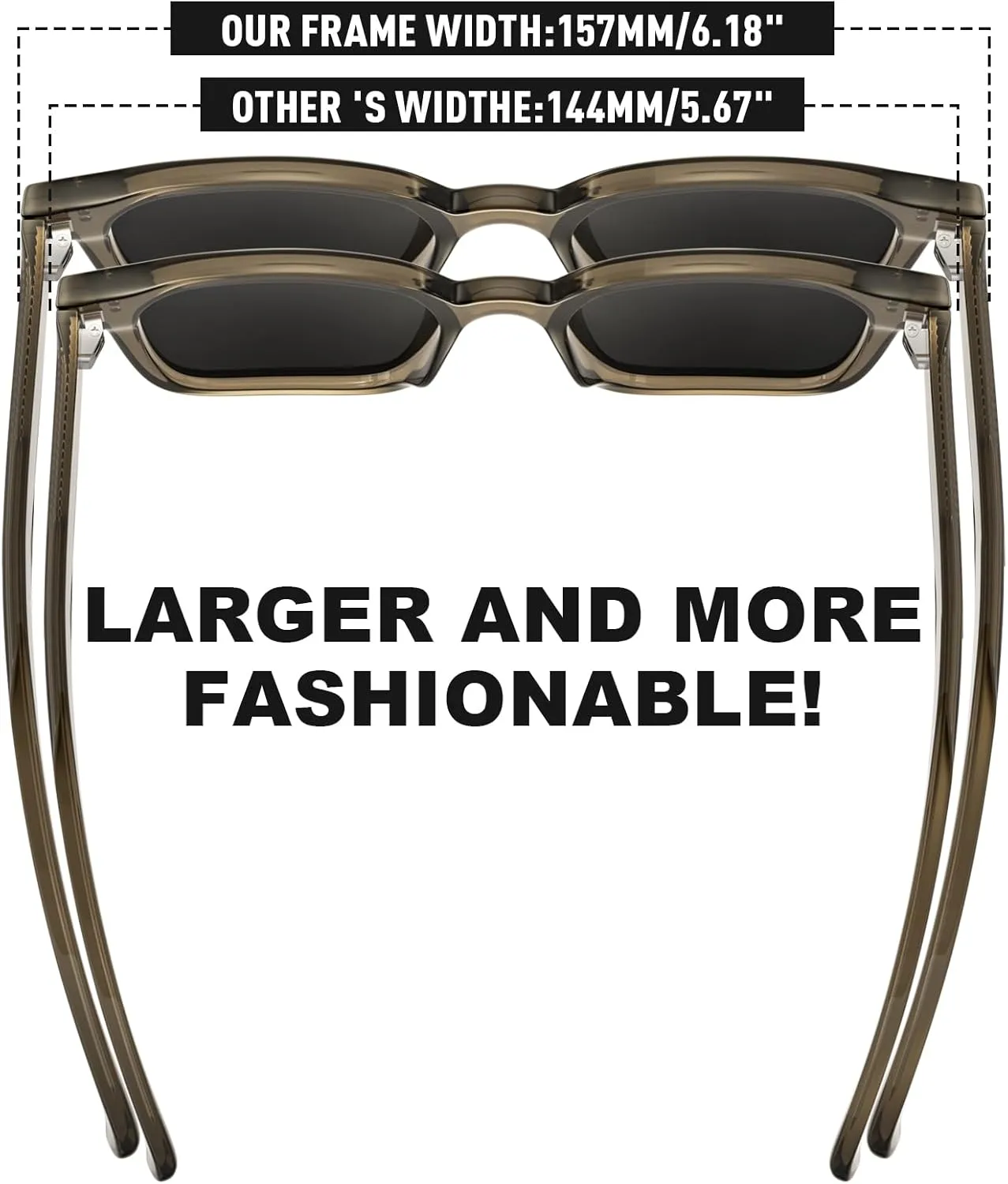 Premium 158MM Large Polarized Sunglasses for Men Women, 2 Pack XXL TR Frame Trendy Sun Glasses Outdoor with UV400