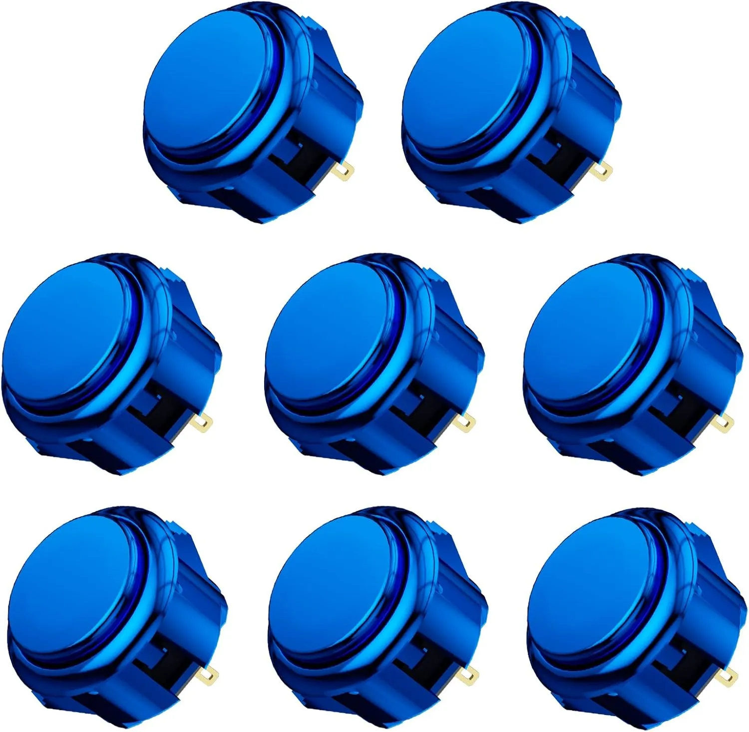 QANBA Gravity KS Metallic Color Mechanical Arcade Buttons 30mm Snap-in Mechanical Pushbutton (Boxed (Blue G01(8 pcs))