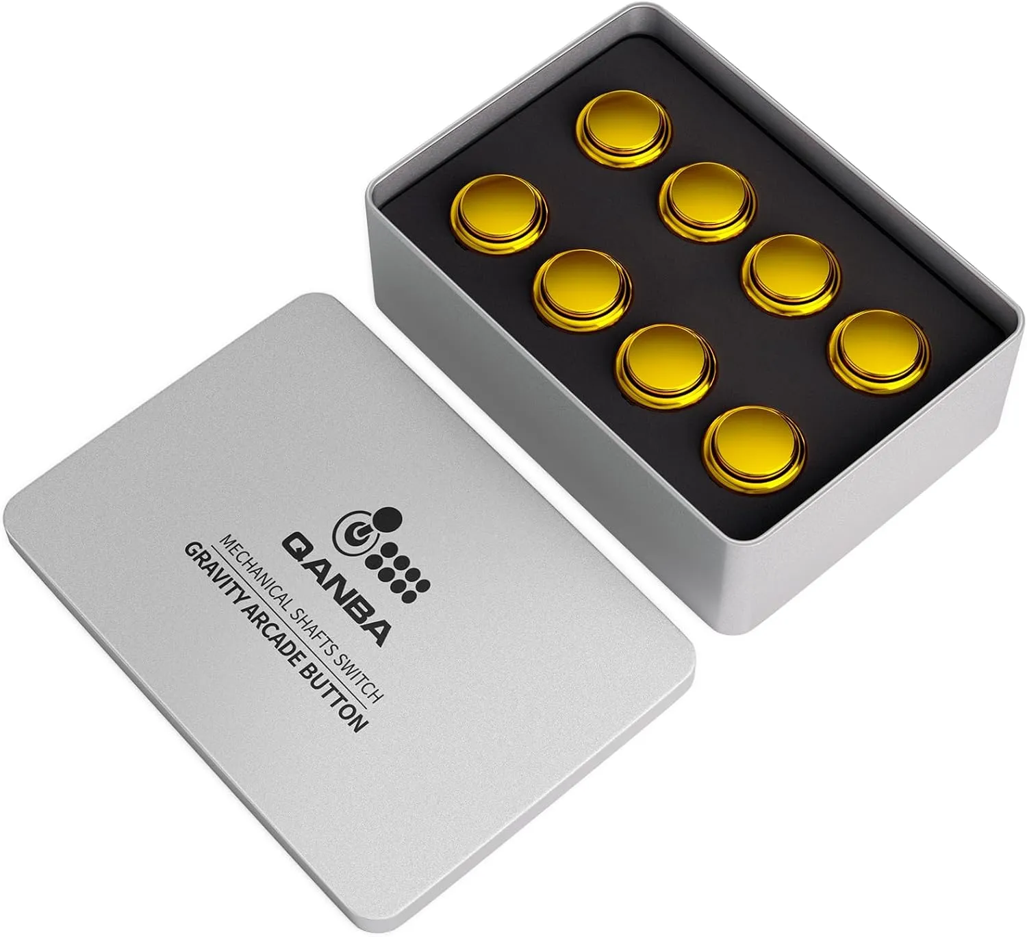 QANBA Gravity KS Metallic Color Mechanical Arcade Buttons 30mm Snap-in Mechanical Pushbutton (Boxed (Gold G08(8 pcs))