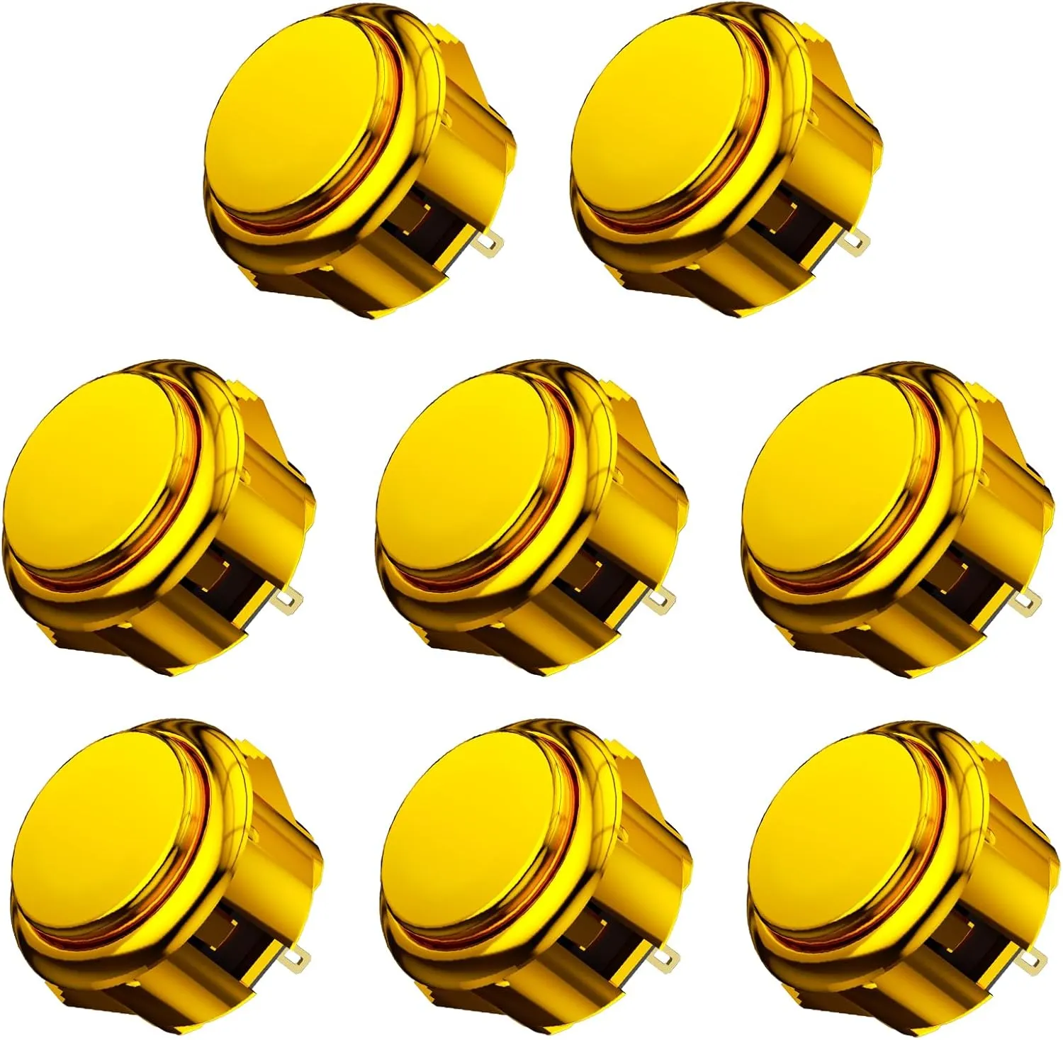 QANBA Gravity KS Metallic Color Mechanical Arcade Buttons 30mm Snap-in Mechanical Pushbutton (Boxed (Gold G08(8 pcs))