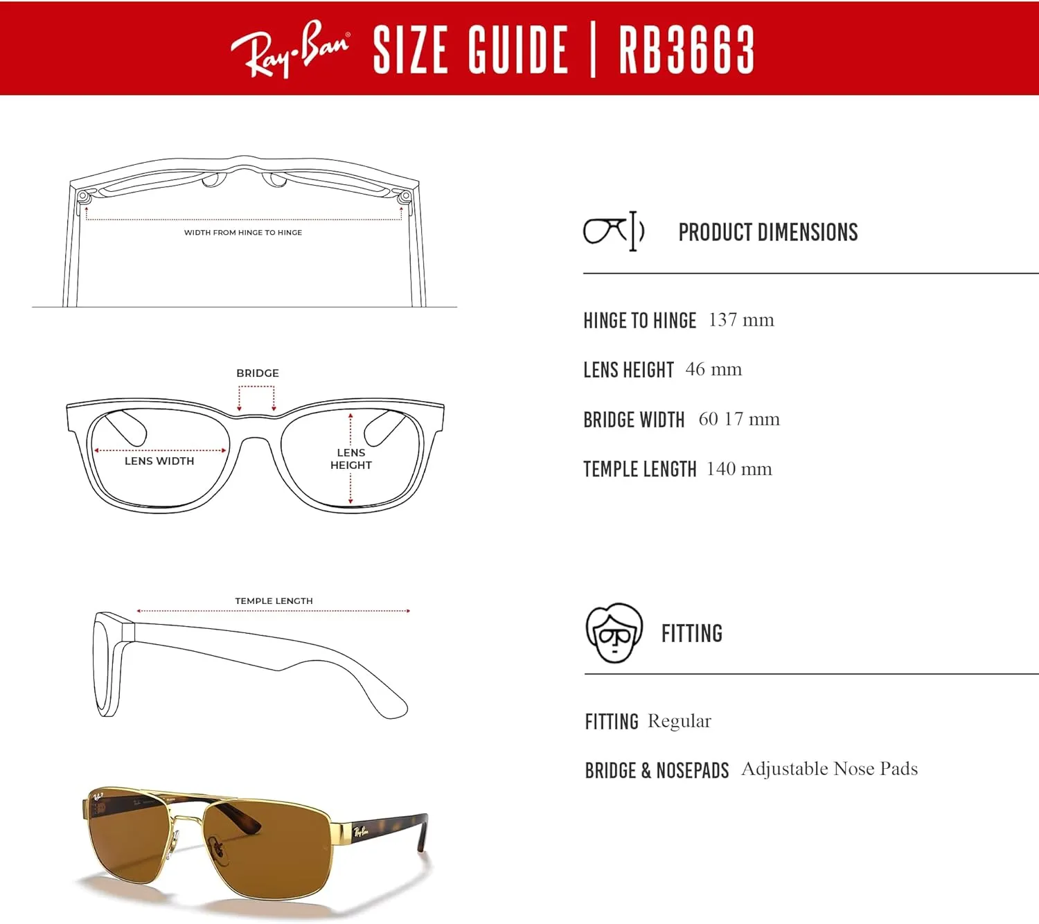 Ray-Ban RB3663 Rectangle Sunglasses for Men   BUNDLE With Designer iWear Complimentary Eyewear Kit