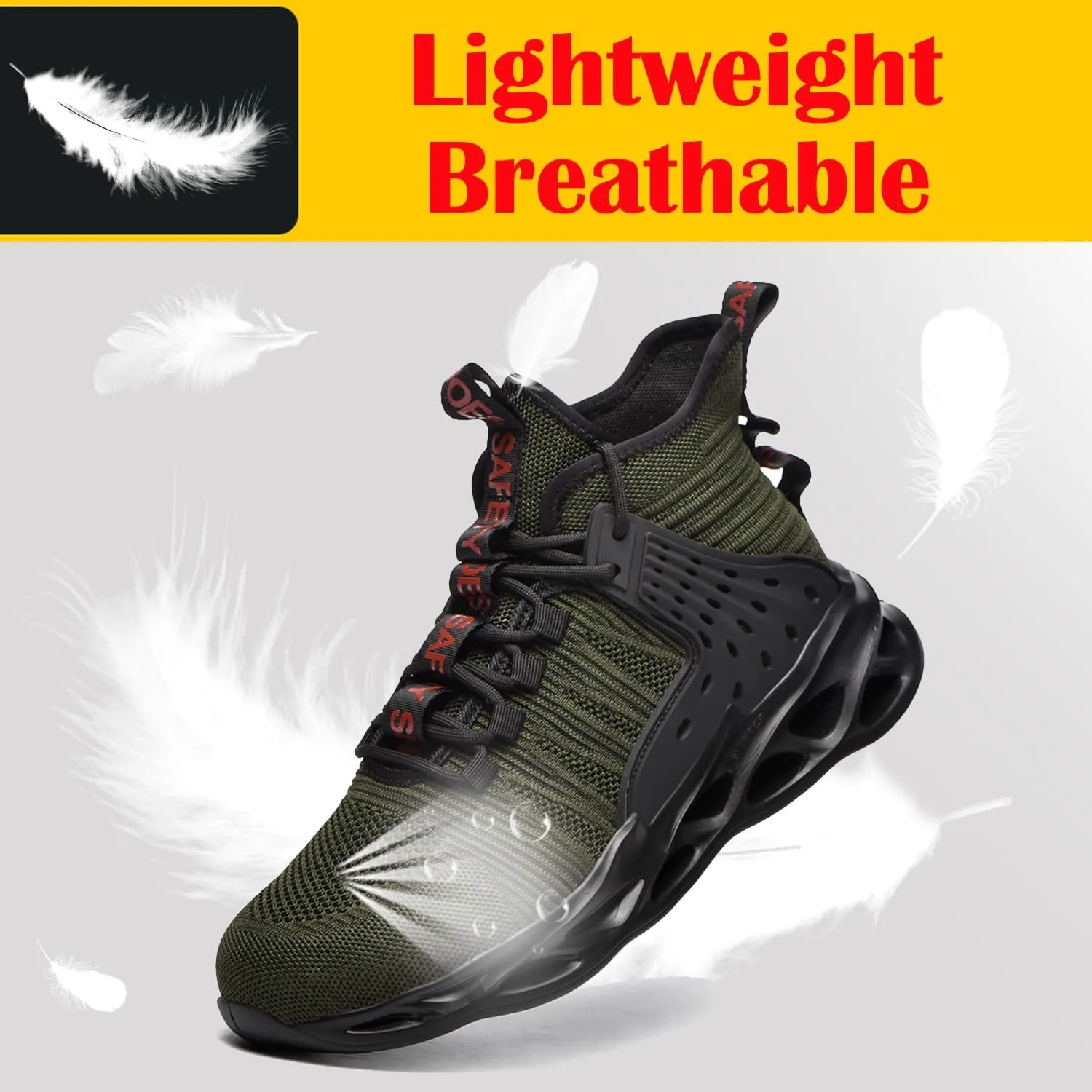 Steel Toe Shoes for Men Women Lightweight Steel Toe Sneakers Mid Cut Indestructible Work Boots Construction Safety Shoes