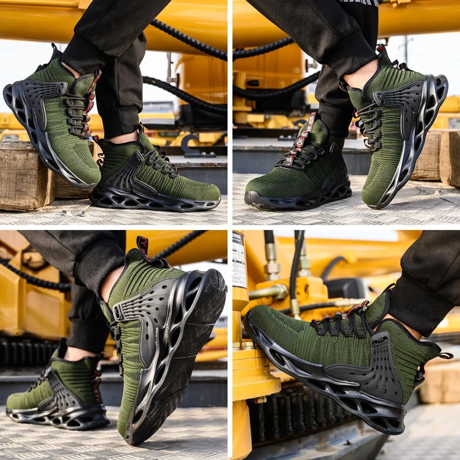 Steel Toe Shoes for Men Women Lightweight Steel Toe Sneakers Mid Cut Indestructible Work Boots Construction Safety Shoes