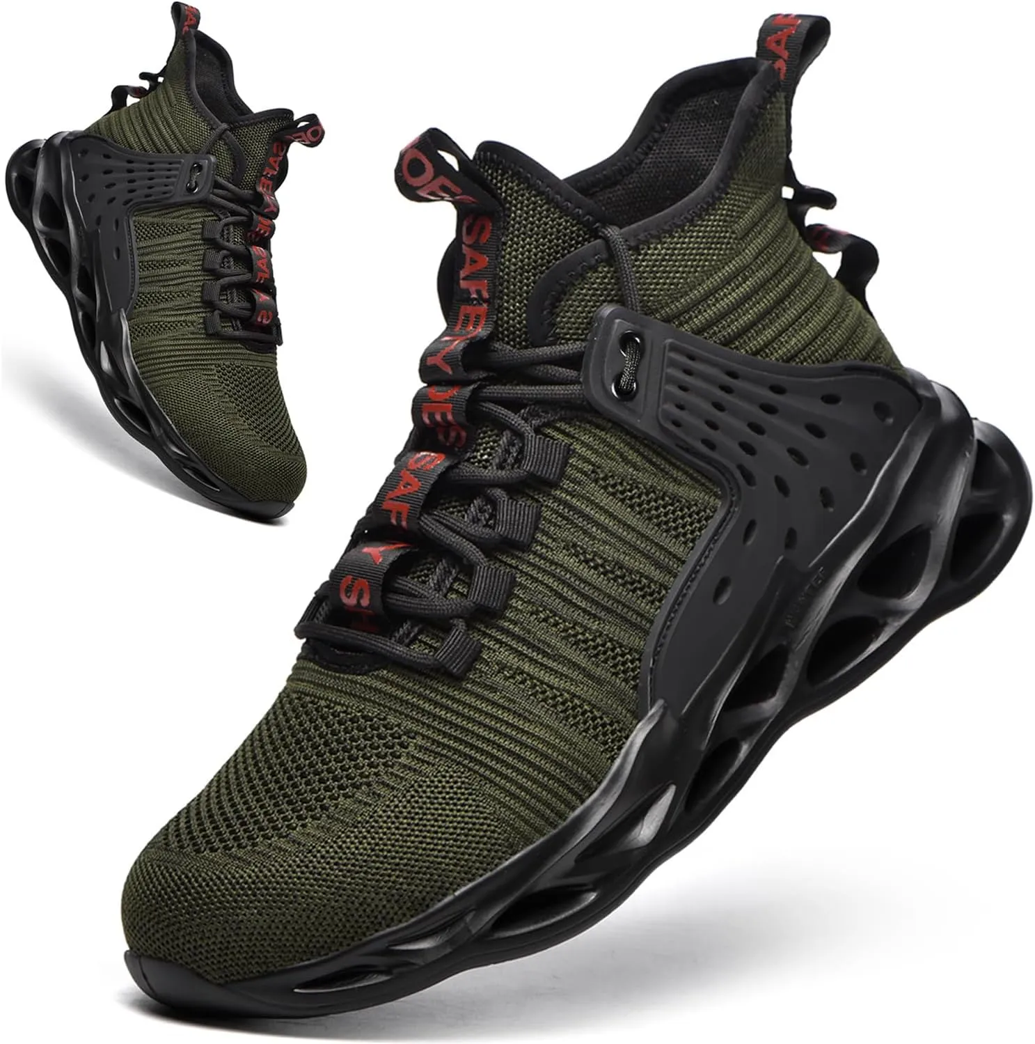 Steel Toe Shoes for Men Women Lightweight Steel Toe Sneakers Mid Cut Indestructible Work Boots Construction Safety Shoes