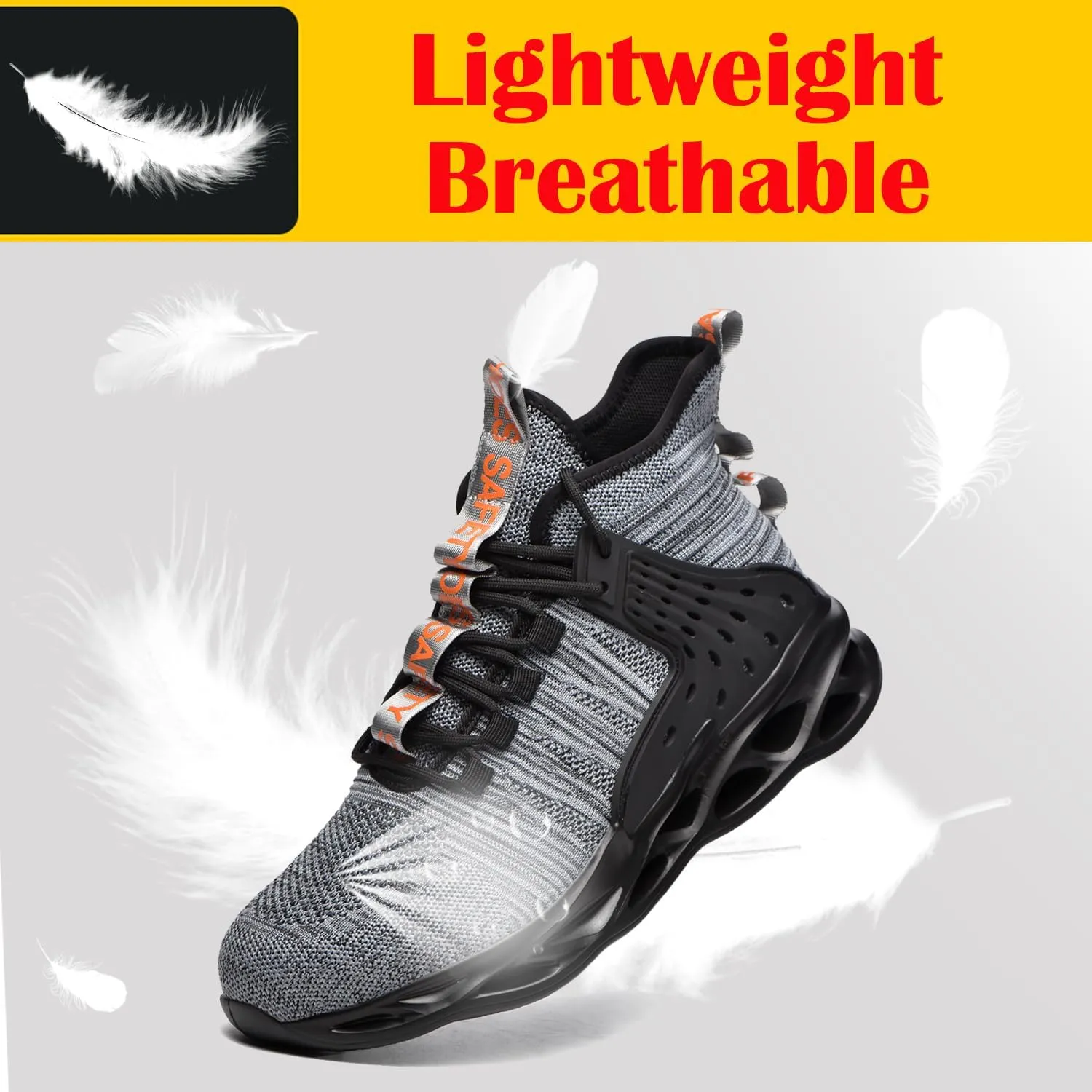Steel Toe Shoes for Men Women Lightweight Steel Toe Sneakers Mid Cut Indestructible Work Boots Construction Safety Shoes